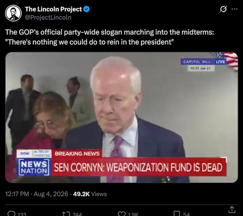 John Cornyn insisted there was nothing that would rein in President trumpo.