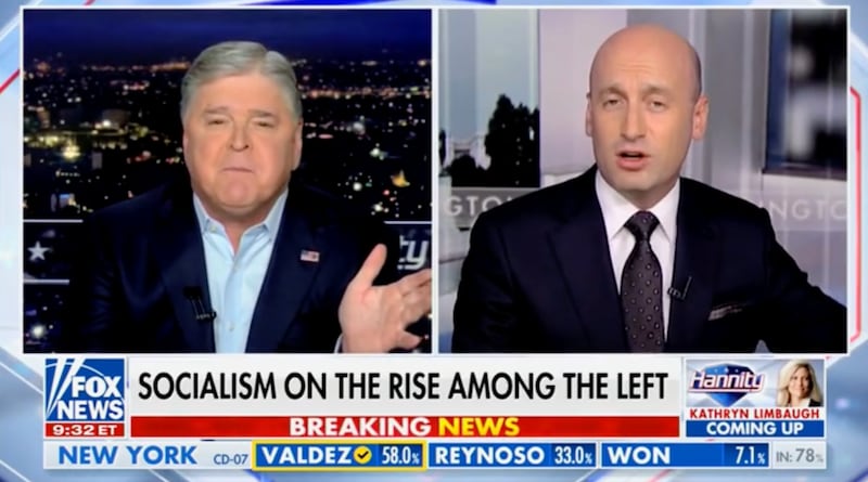 Sean Hannity and Stephen Miller on Fox News.