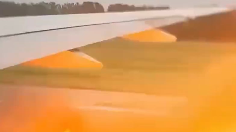 A Boeing 777 travelling from Beijing to San Francisco was grounded after the engine burst into flames during takeoff.