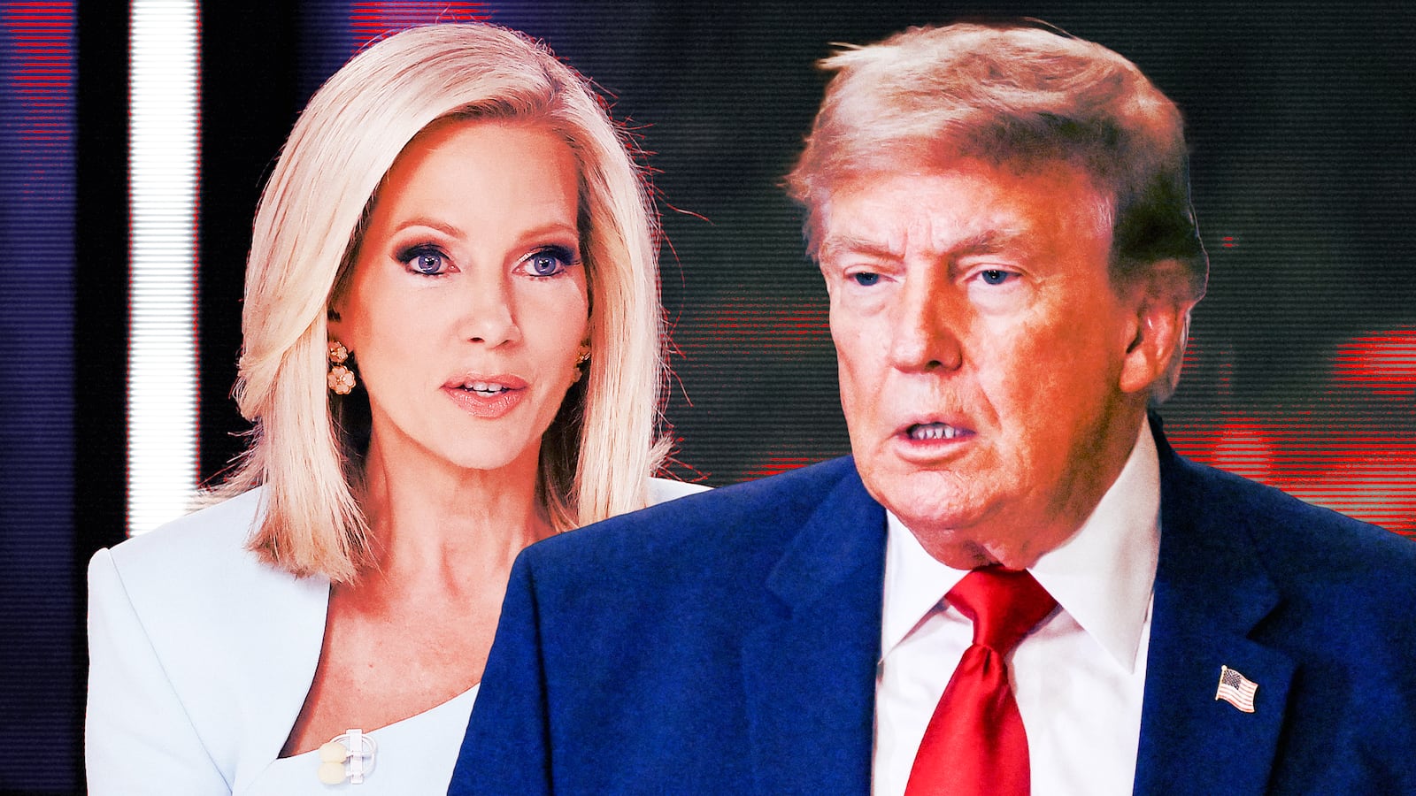 Fox News host Shannon Bream and Donald Trump.