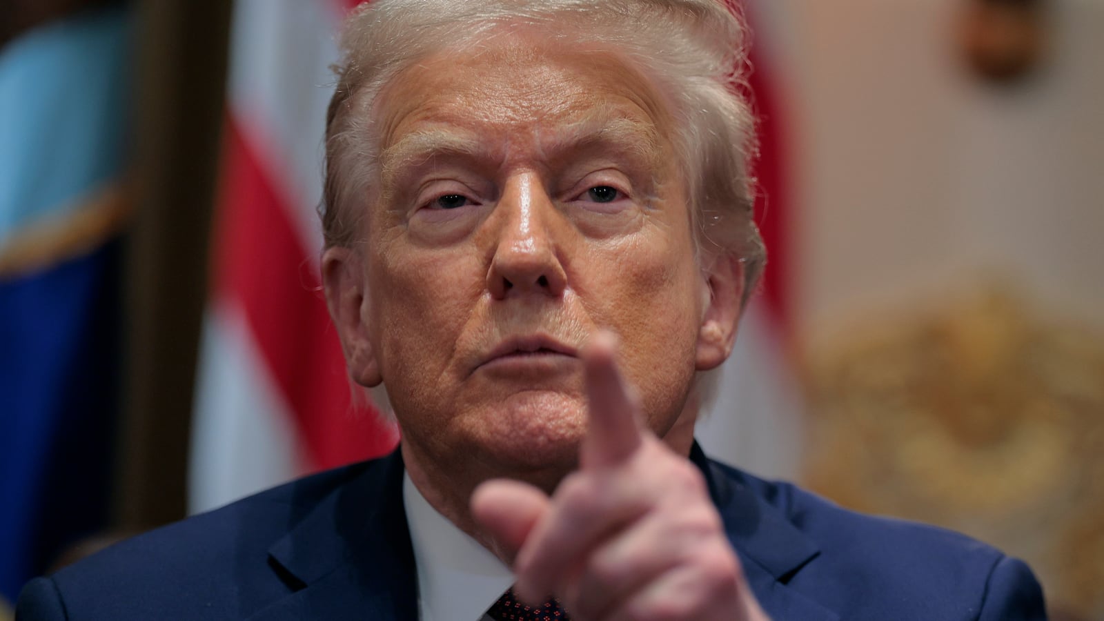 WASHINGTON, DC - AUGUST 26: U.S. President Donald Trump calls on a reporter during a cabinet meeting with members of his administration in the Cabinet Room of the White House on August 26, 2025 in Washington, DC. This is the seventh cabinet meeting of Trump's second term. (Photo by Chip Somodevilla/Getty Images)