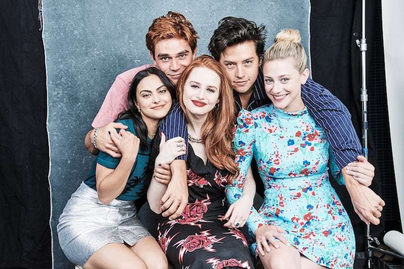 KJ Apa, Cole Sprouse, Camila Mendes, Madelaine Petsch and Lili Reinhart from Riverdale (Photo by Michael Buckner/TVLine/Penske Media via Getty Images)