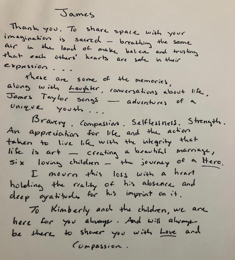 Holmes's handwritten note.