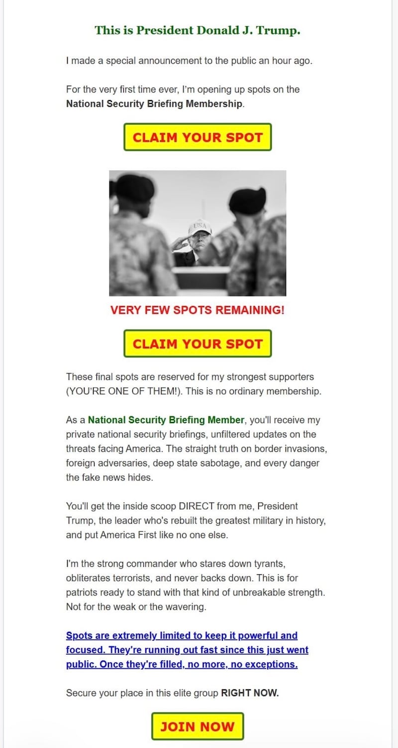 Trump has come under fire over this email.