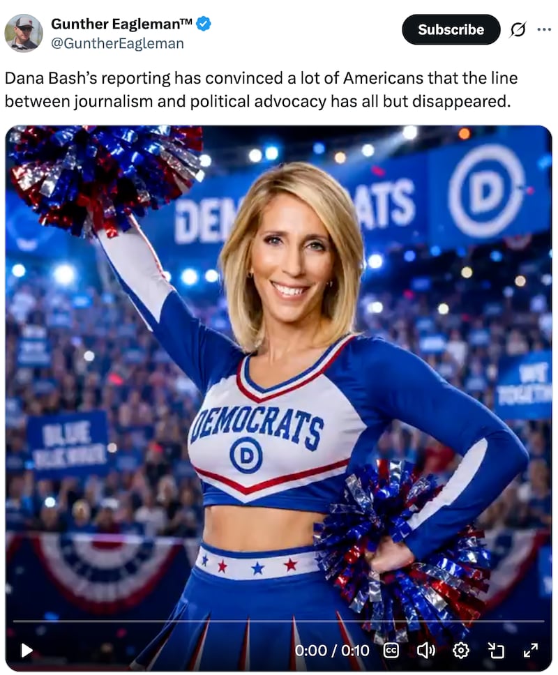 Eagleman depicted Bash as a Democrats cheerleader.