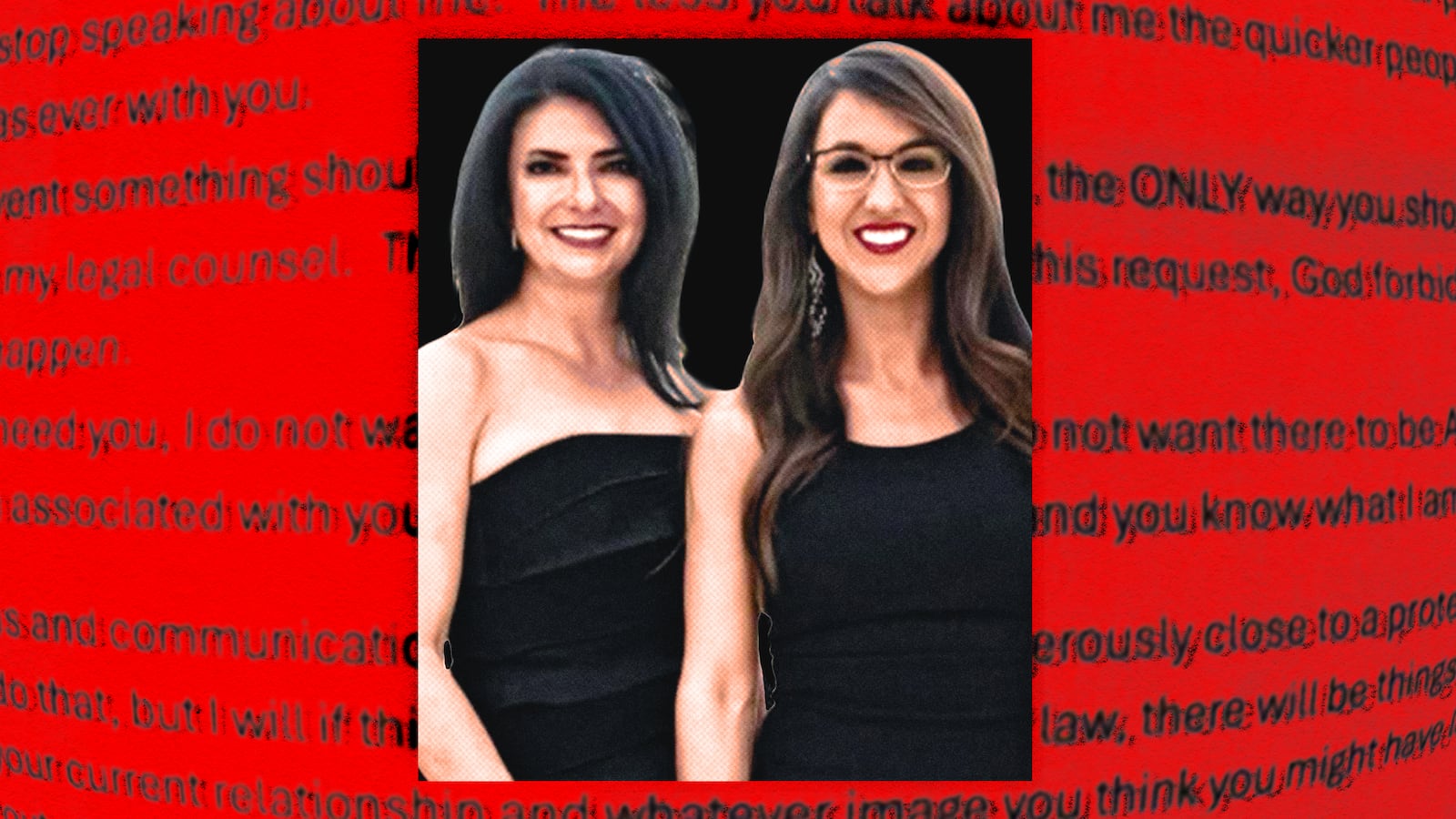 A photo illustration of Lauren Boebert and Clarice Navarro at Mar-a-Lago.