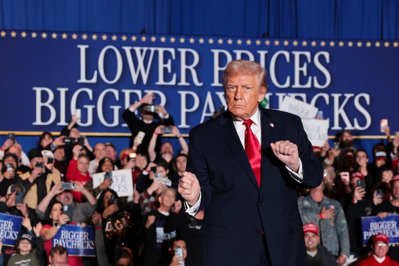 U.S. President Donald Trump gestures
