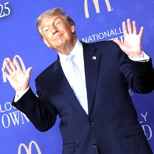 U.S. President Donald Trump arrives to deliver remarks at the McDonald’s Impact Summit at the Westin DC Downtown on November 17, 2025 in Washington, DC.