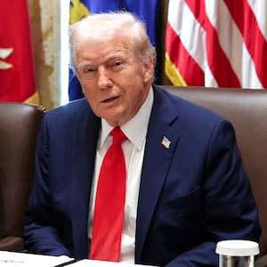 WASHINGTON, DC - OCTOBER 09: U.S. President Donald Trump, joined by Secretary of State Marco Rubio, speaks during a Cabinet meeting at the White House on October 09, 2025 in Washington, DC. Trump spoke on the Israel and Hamas ceasefire and hostage deal saying the hostages may be released next week. (Photo by Anna Moneymaker/Getty Images)
