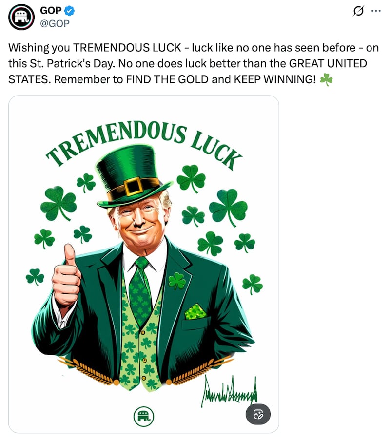 The GOP celebrate St. Patrick's Day on social media.