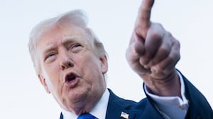 President Donald Trump blasted a Newsmax reporter who was trying to ask him a question about ICE while speaking with reporters before boarding Air Force One at Palm Beach International Airport in West Palm Beach, Florida, on March 23, 2026.