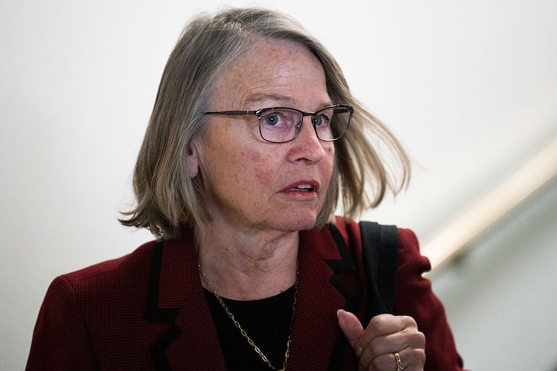 UNITED STATES - MAY 20: Rep. Mariannette Miller-Meeks, R-Iowa, leaves a House Republican Conference meeting with President Donald Trump on the budget reconciliation bill in the U.S. Capitol on Tuesday, May 20, 2025. (Tom Williams/CQ-Roll Call, Inc via Getty Images)