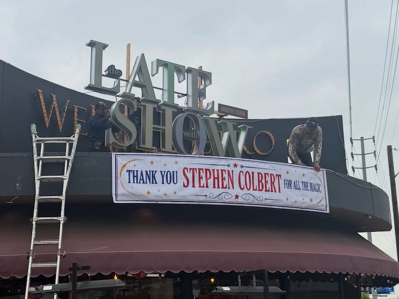 The sign will be on the roof of the WeHo Bistro in West Hollywood for around two weeks before being permanently fixed to a wall of the restaurant.