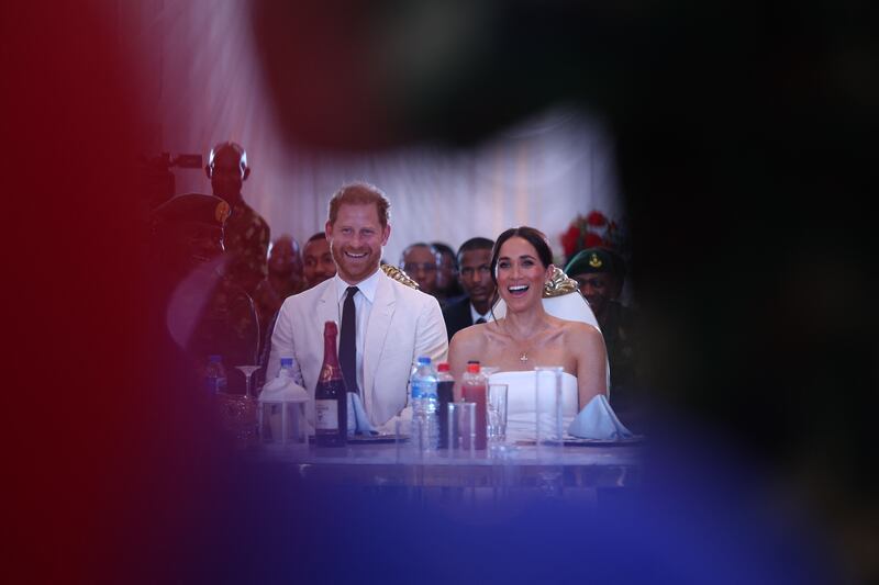 Prince Harry and Meghan attend attend an event at the Nigerian Defense Headquarters in Abuja on May 11, 2024.