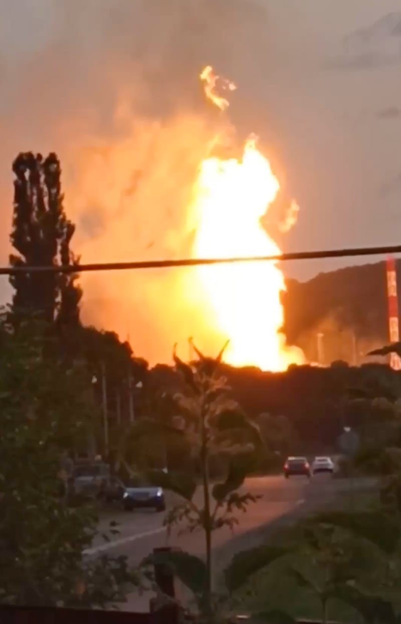 Oil facilities in Russia burn after being hit by Ukrainian drones.