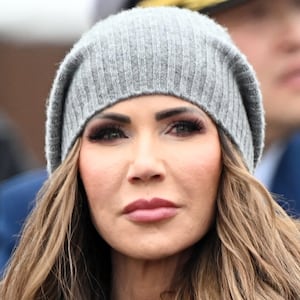 CHICAGO, ILLINOIS - DECEMBER 6: US Secretary of Homeland Security Kristi Noem participates in the annual Christmas Tree Ship arrival ceremony aboard the U.S. Coast Guard Cutter Mackinaw at Navy Pier on December 6, 2025 in Chicago, Illinois, United States. (Photo by Jacek Boczarski/Anadolu via Getty Images)