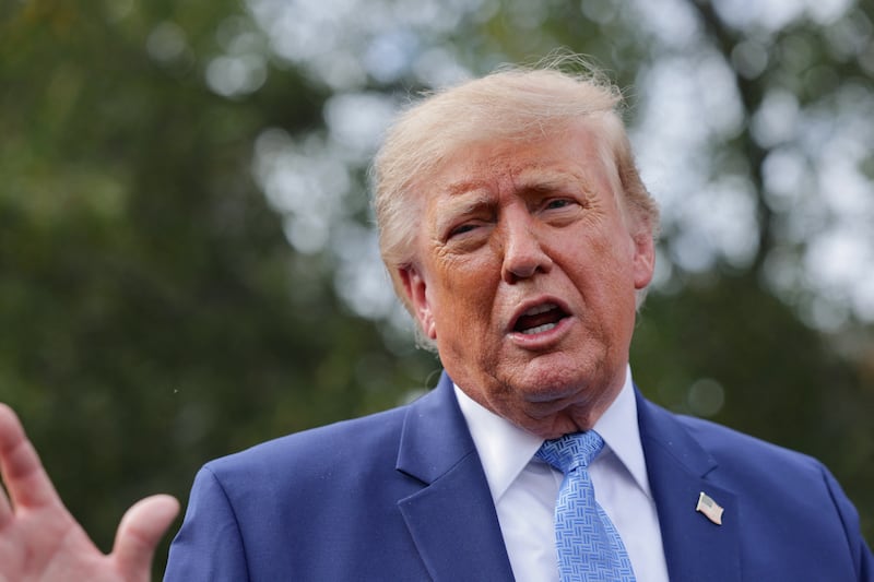 US President Donald Trump speaks to the media at the White House driveway following a luncheon for tech leaders in the East Room, in Washington, D.C., US, September 29, 2026.