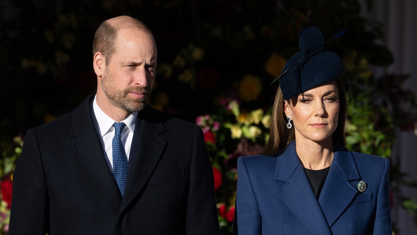 Prince William, Prince of Wales and Catherine, Princess of Wales ahead of the ceremonial welcome for the state visit to the UK of the President of the Federal Republic of Germany and his wife Elke Büdenbender on December 03, 2025 in Windsor, England.
