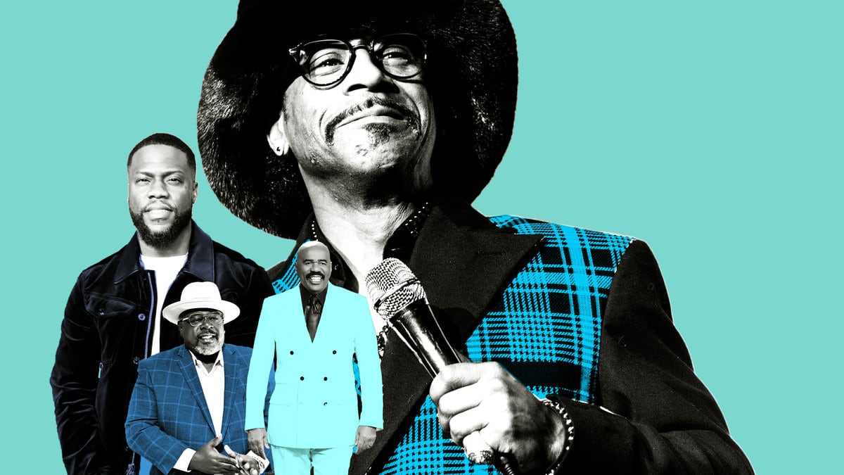 A photo illustration of Katt Williams, Kevin Hart, Cedric the Entertainer, and Steve Harvey