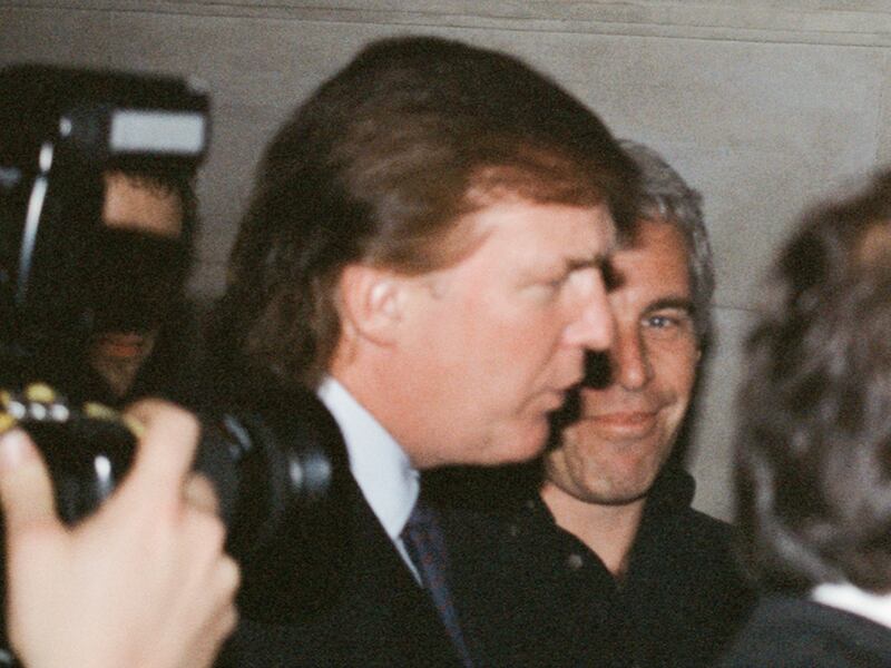 Donald Trump and financier Jeffrey Epstein attend a Victoria's Secret Angels event.