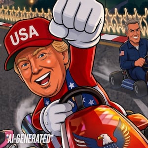 AI image of Donald Trump as Mario. Jeffrey Epstein is seen in the back.