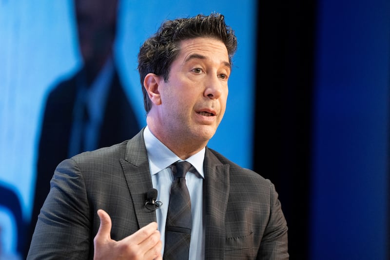 Actor David Schwimmer speaks during the Anti-Defamation League's "Never is Now" summit in New York City, November 10, 2022.