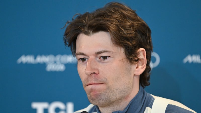 Sturla Holm Laegreid from Norway speaks at a press conference.