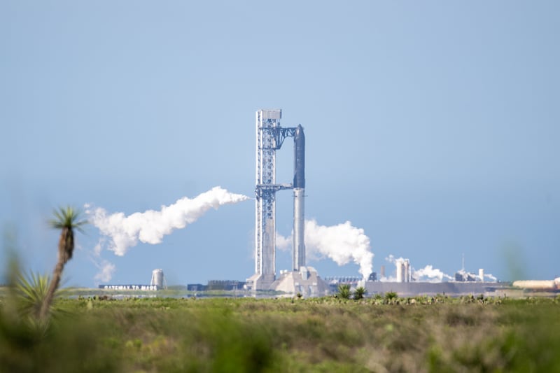 BOCA CHICA BEACH, TEXAS - MAY 21: The SpaceX Starship V3 is seen docked at on a launch pad at Starbase on May 21, 2026 in Boca Chica Beach, Texas. SpaceX CEO Elon Musk’s reusable rocket company has spent more than $15 billion on its Starship program, according to filings tied to its initial public offering (IPO) on the U.S. stock market. (Photo by Brandon Bell/Getty Images)
