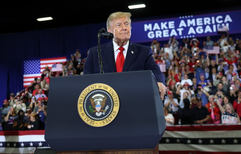 President Trump kicks off a 32-day campaign blitz ahead of the midterm elections in Durant, Oklahoma.