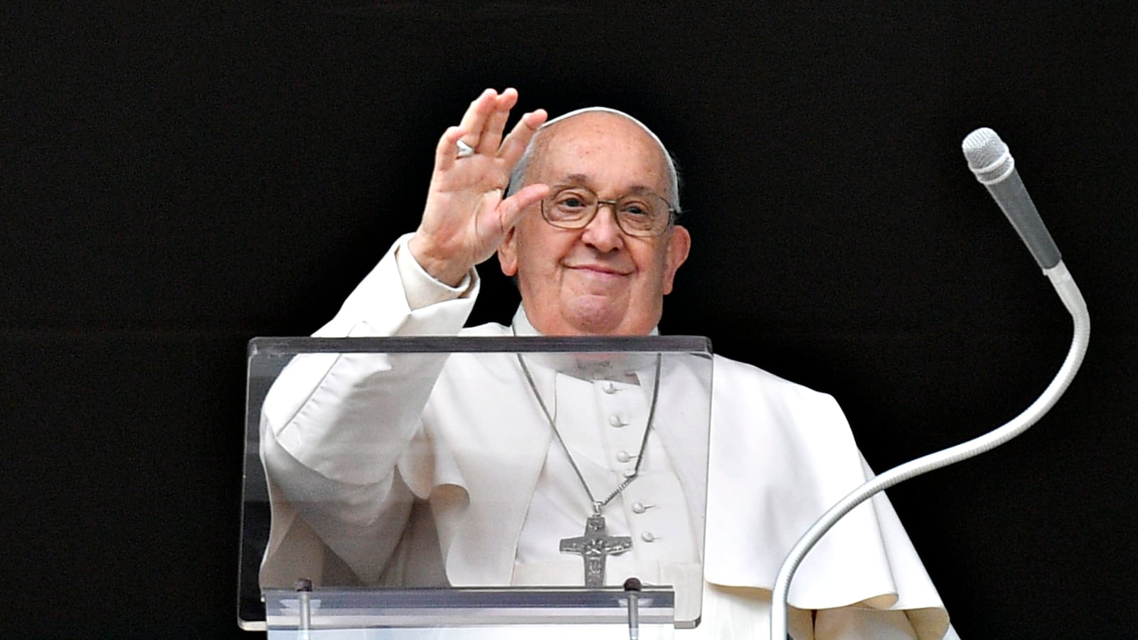 Pope Francis delivers blessing from his studio overlooking St. Peter's Square.