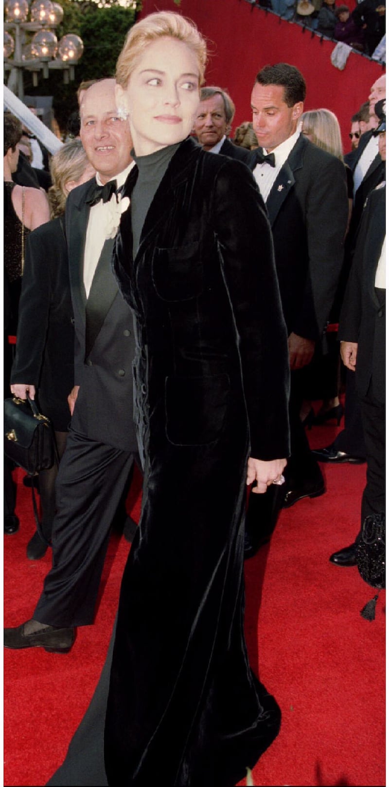 Academy Award nominee for best actress Sharon Stone arrives wearing a Vera Wang gown at the Dorothy Chandler Pavillion prior to the start of the 68th Academy Awards telecast in Los Angeles, March 25. Stone is nominated for her role in "Casino.