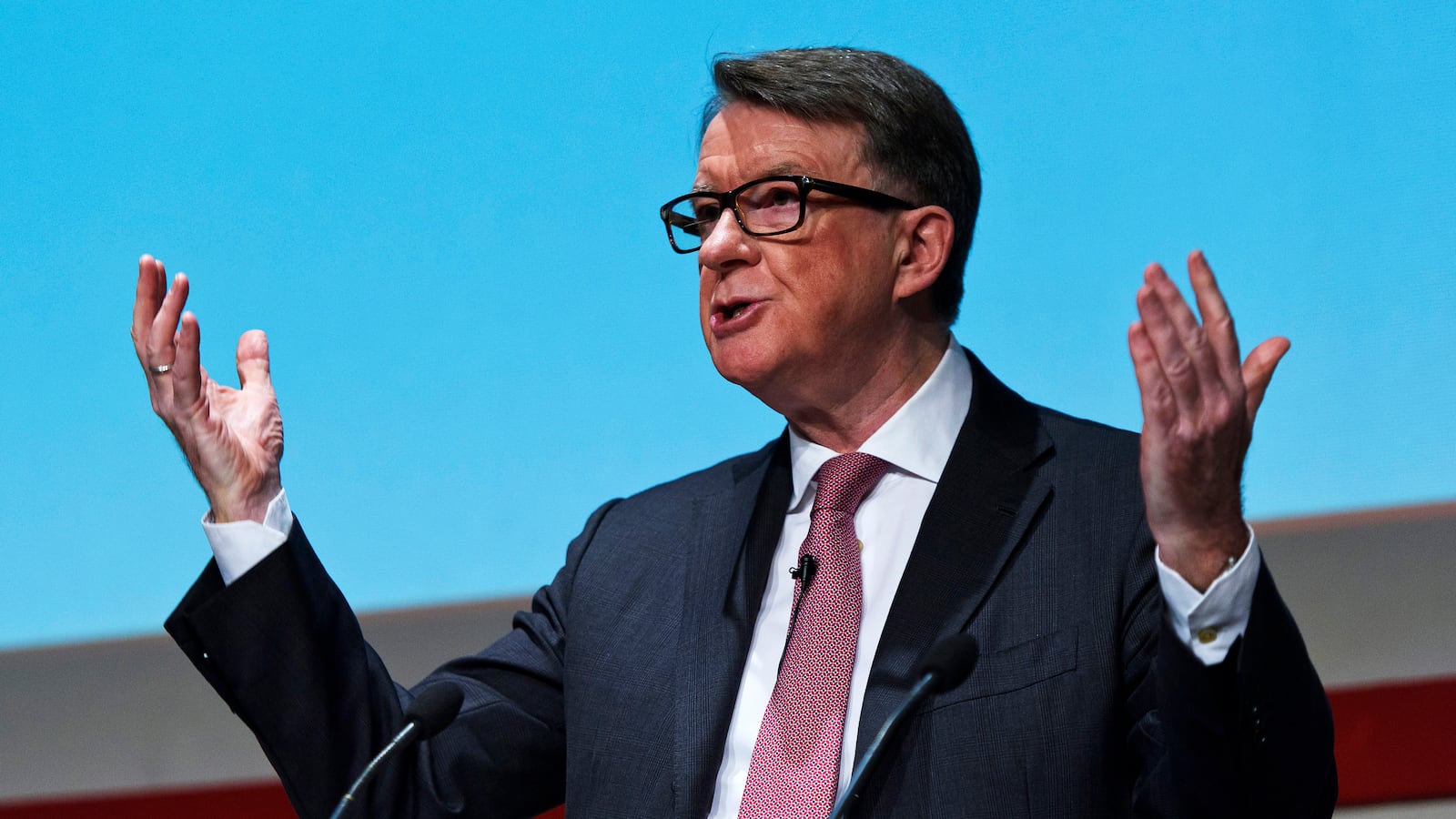 Peter Mandelson delivers a keynote speech during an event hosted by the Britain Stronger In Europe campaign on March 1, 2016 in London, England.