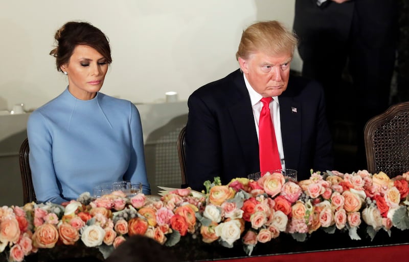 U.S. President Donald Trump and first lady Melania at the Inaugural luncheon on January 20, 2017.