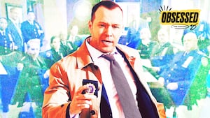 A photo illustration of Donnie Wahlberg on Blue Bloods for the Obsessed podcast.