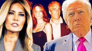 A photo composite of Melania, Donald Trump, and Jeffrey Epstein.