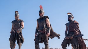Matt Damon (center) said he had to be intentional about everything he ate while preparing for his role as Odysseys.