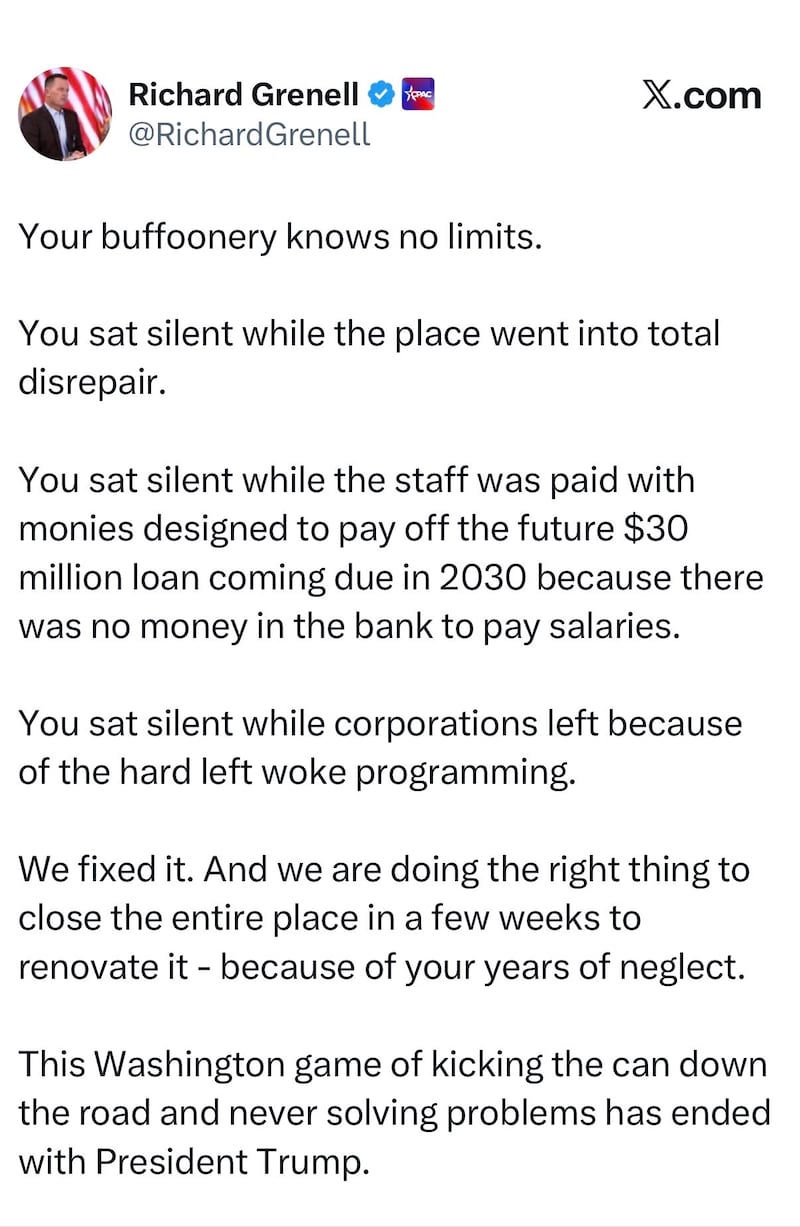 Grenell didn't mince words in his response.