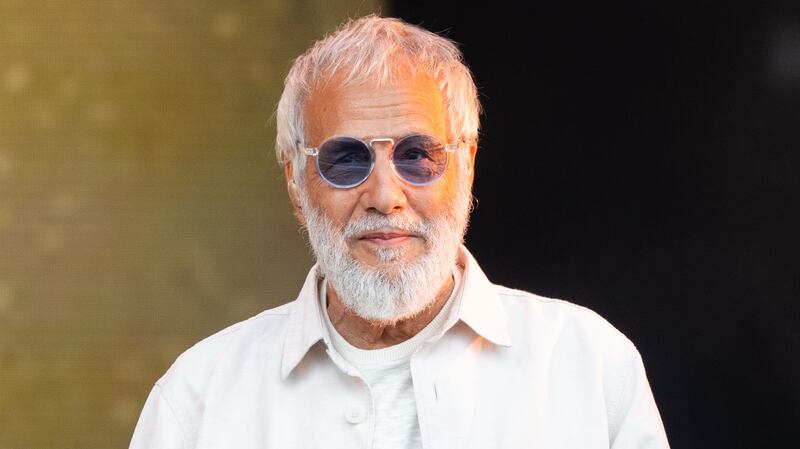 SOMERSET - JUNE 24:  Yusuf Islam, also know as Cat Stevens,  performs on the Pyramid Stage at Day 5 of Glastonbury Festival 2023 on June 25, 2023 in Somerset, United Kingdom.