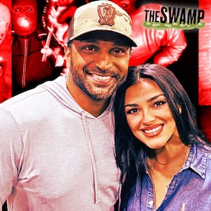 A photo illustration of Kash Patel and Alexis Wilkins and surveillance footage of Nancy Guthrie's alleged kidnapper.