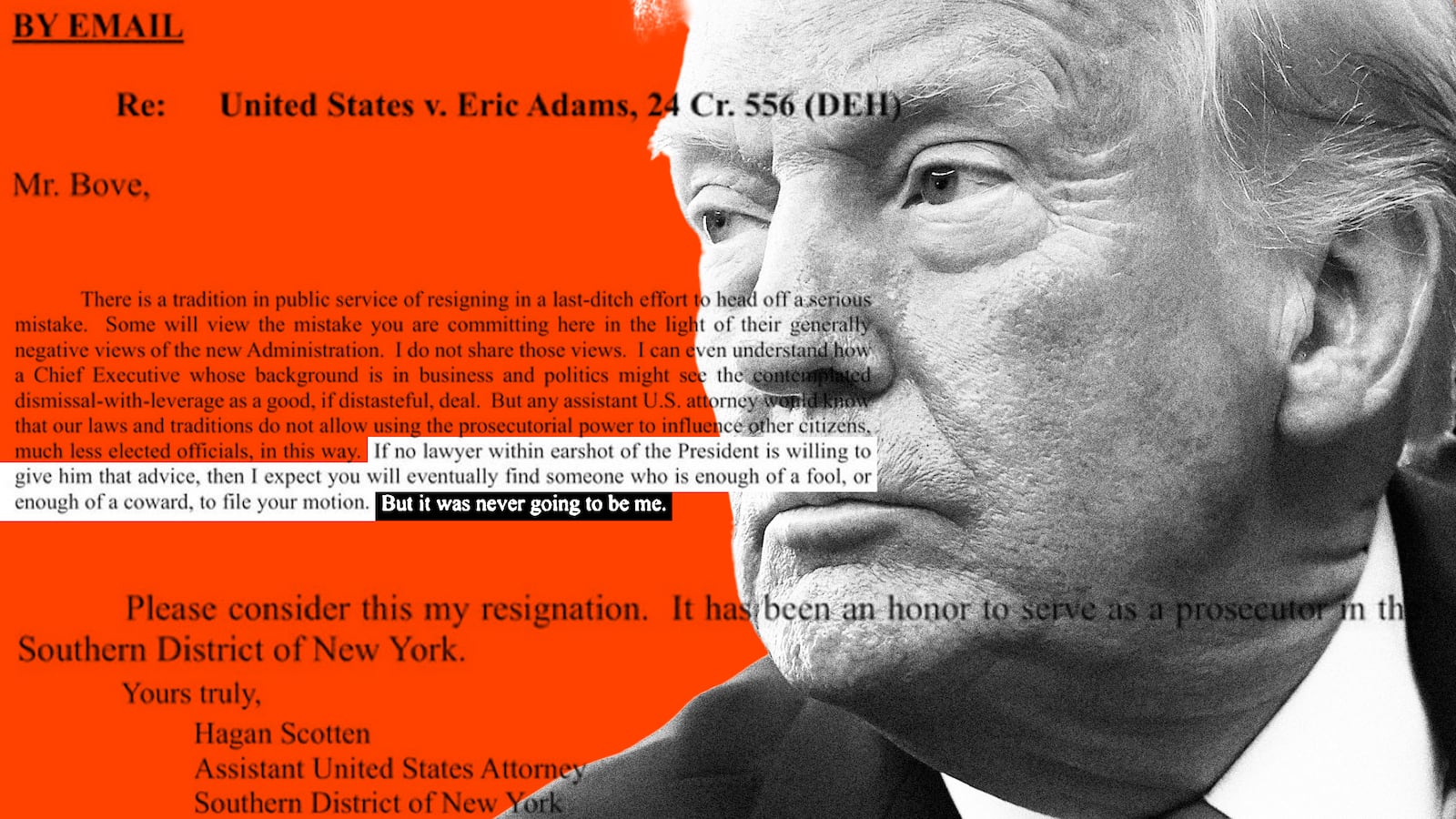 Donald Trump, Hagan Scotten resignation letter