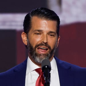 Donald Trump Jr., son of former U.S. President Donald Trump speaks on stage on the third day of the Republican National Convention at the Fiserv Forum on July 17, 2024 in Milwaukee, Wisconsin.