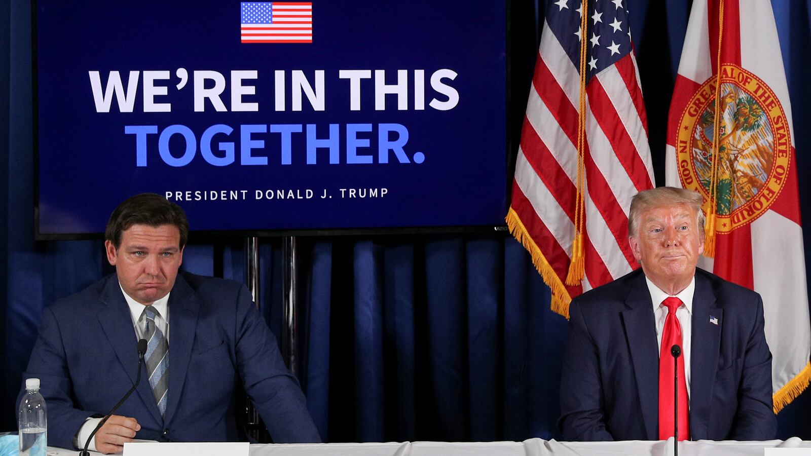 Donald Trump and Florida Governor Ron DeSantis working together during the height of Covid in July 2020