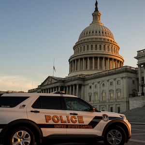 A U.S. Capitol Police car patrols the East Front of the U.S. Capitol following a vote on the Sunshine Protection Act, which would make daylight saving time permanent, and states with areas exempt from daylight saving time may choose the standard time for those areas, in Washington, D.C., U.S., July 13, 2026. REUTERS/Al Drago