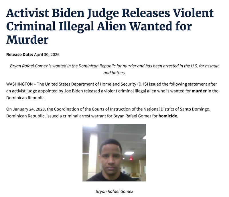 The press notice which has seen DHS and the DOJ hauled over the coals in court.