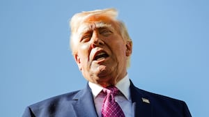 U.S. President Donald Trump speaks to reporters.