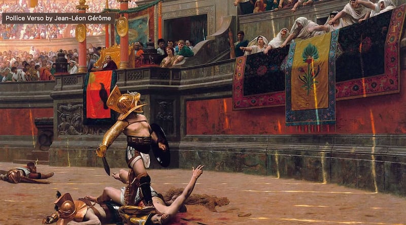 Pollice Verso, With a Turned Thumb, by Jean-Léon Gérôme.