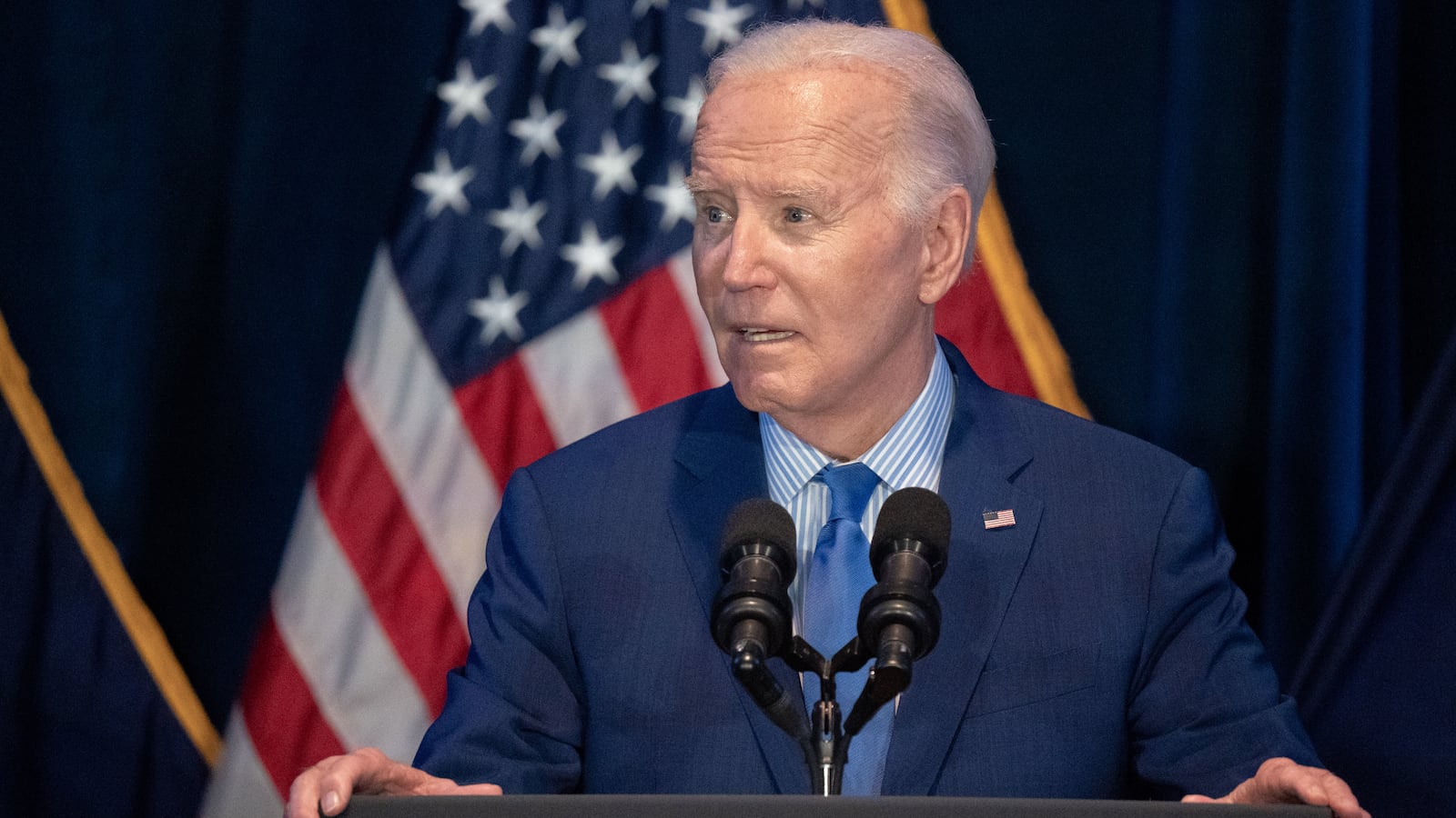 US President Joe Biden speaks to a crowd during the South Carolina Democratic Party First in the Nation Celebration and dinner.
