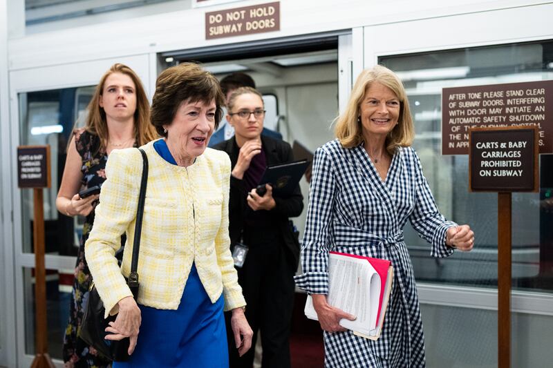 Sen. Susan Collins and Sen. Lisa Murkowski, pictured April 30,  were among the senators to sign the letter to Vought.