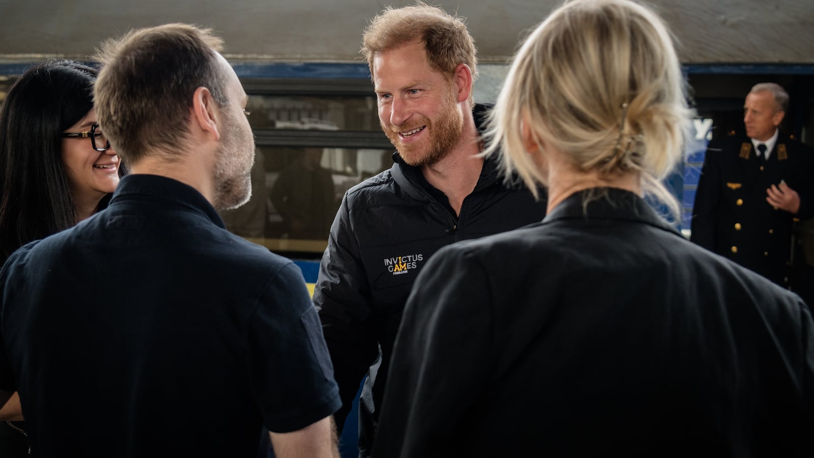 Prince Harry is met at a train station on September 12, 2025 in Kyiv, Ukraine.