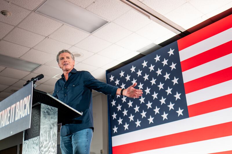 California Gov. Gavin Newsom arrives at a rally on November 08, 2025 in Houston, Texas.